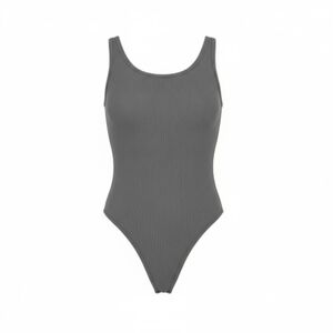 Gigi Amore Gray Ribbed Bodysuit Size Medium